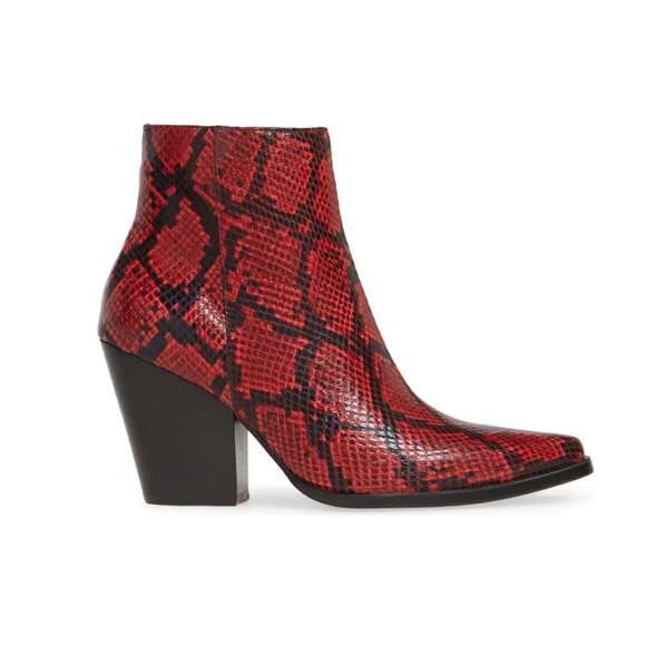 Edgy Bold Jeffrey Campbell Snake Print Booties - Picture 2 of 7